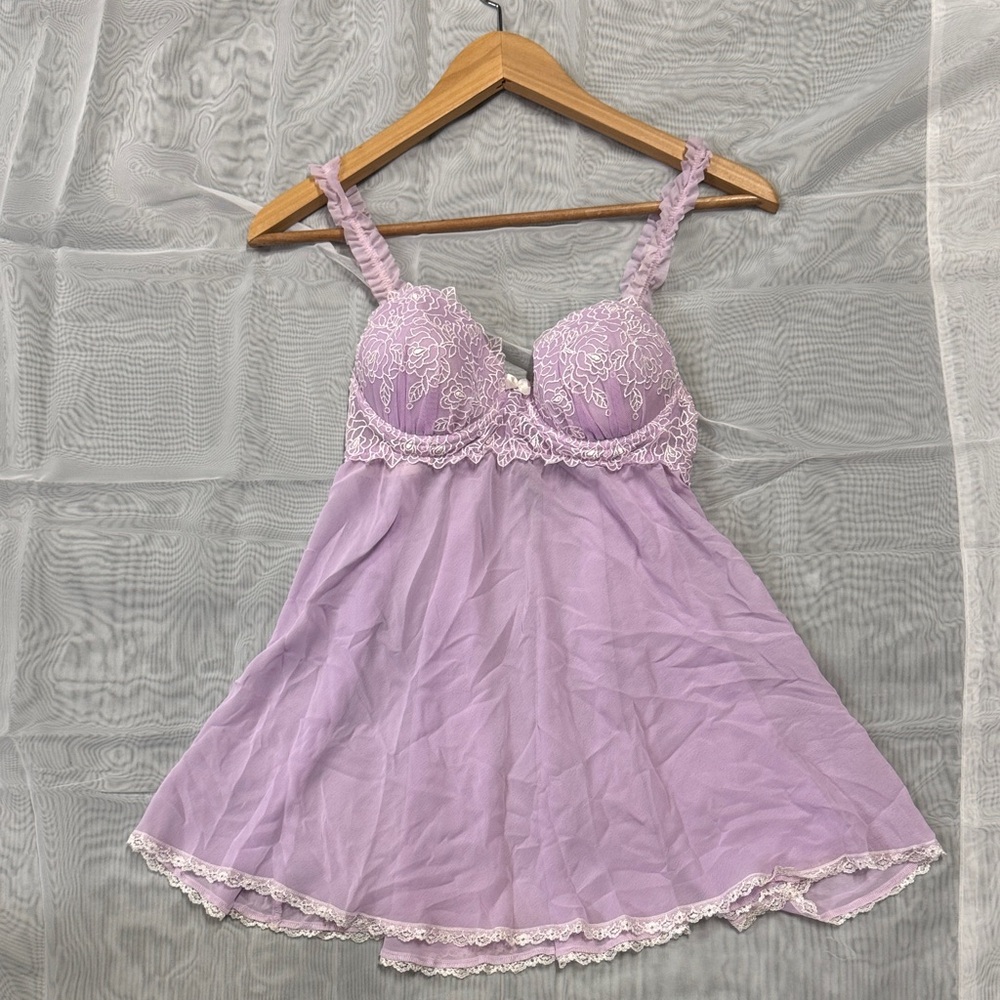 Lavender Lace Trim Babydoll